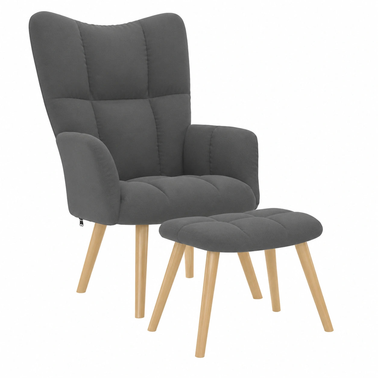 Komfortabler Relaxsessel mit Hocker in Dunkelgrau, Stilvoller Loungesessel für Wohnzimmer