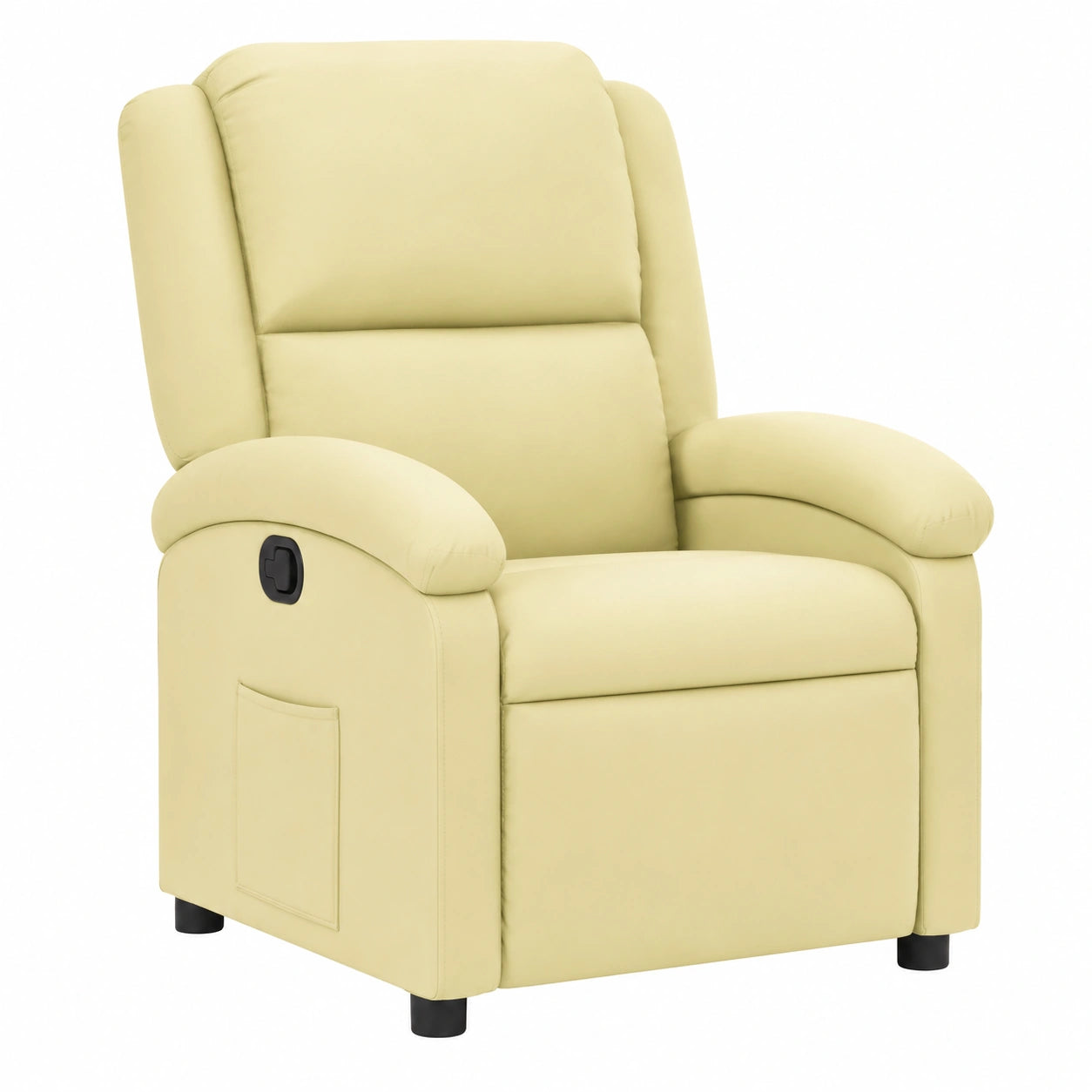 Echtleder Relaxsessel in Creme mit Liegefunktion und Seitentasche für Wohnzimmer