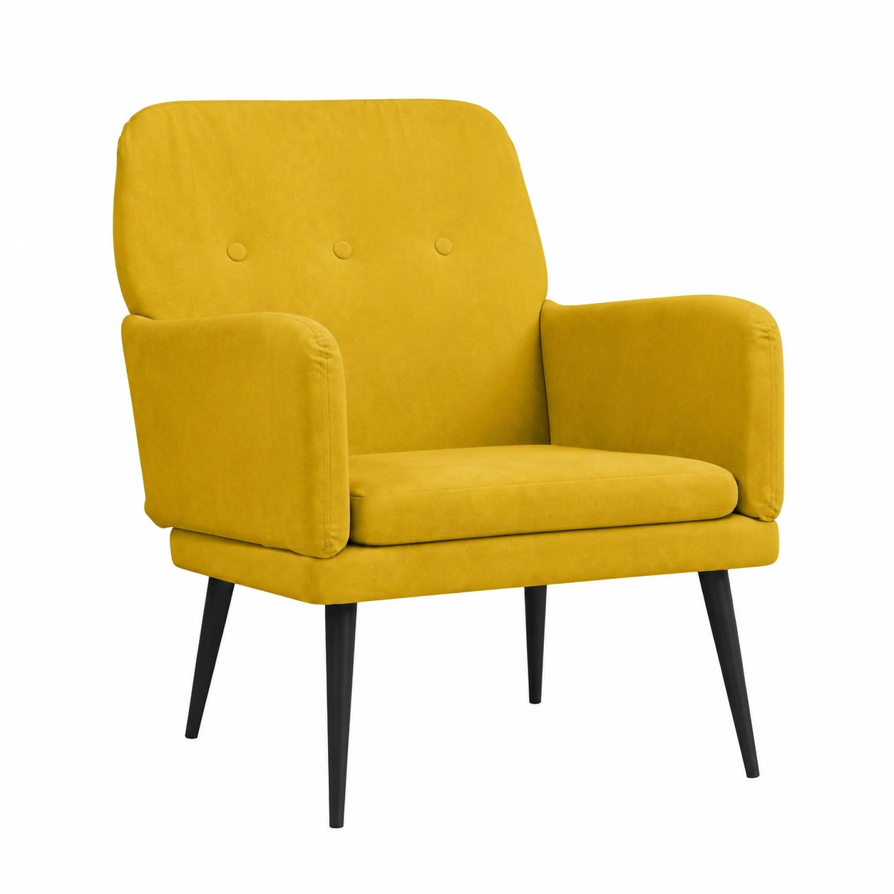 Gelber Samt-Relaxsessel mit Gepolsterter Lehne, 62x79x79 cm