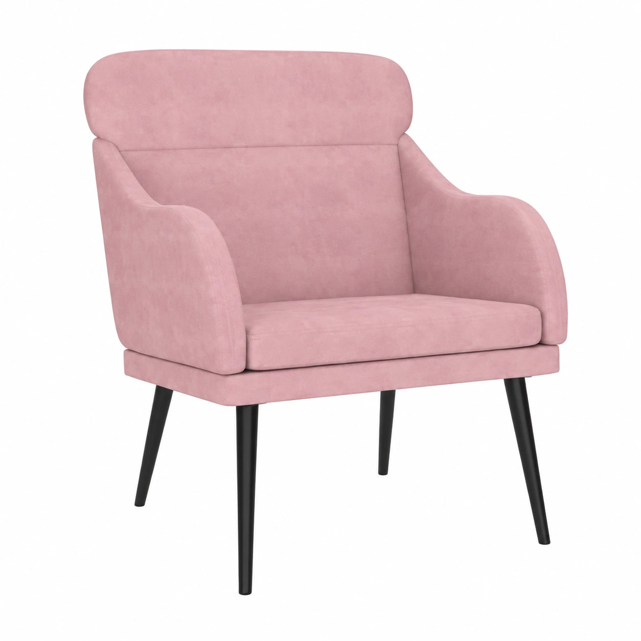 Eleganter Loungesessel in Rosa mit Samt und Metallrahmen, komfortabel gepolstert, ideale Wahl für entspannte Momente, Maße 63x76x80 cm