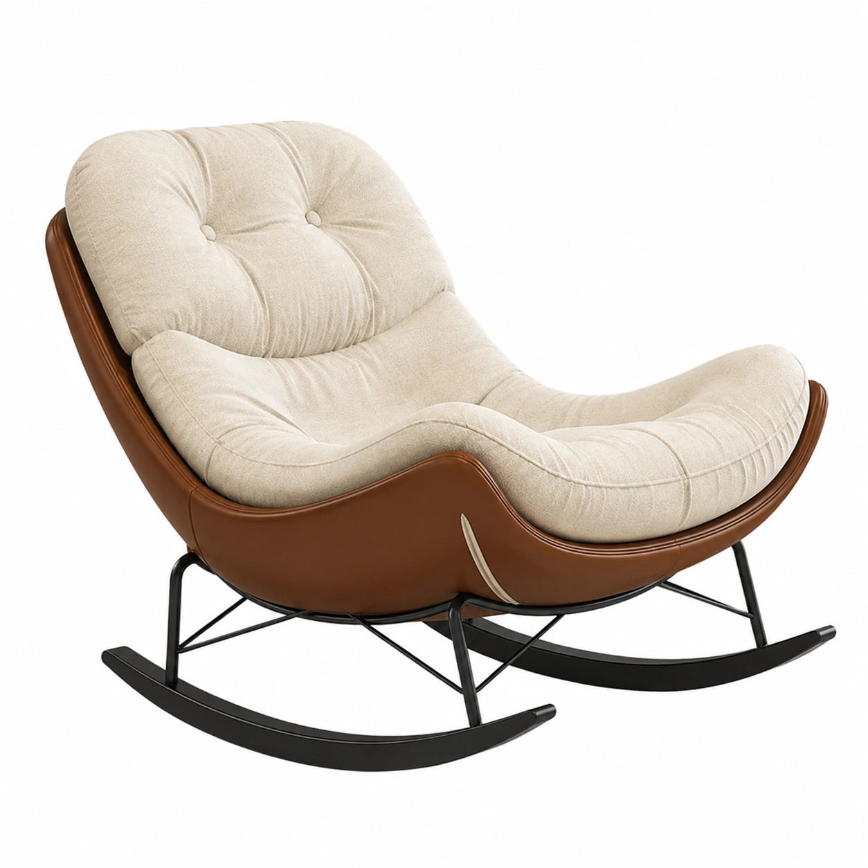 Moderner Polsterschaukelstuhl für Wohnzimmer und Balkon, komfortabler Relaxsessel im Vintage-Design