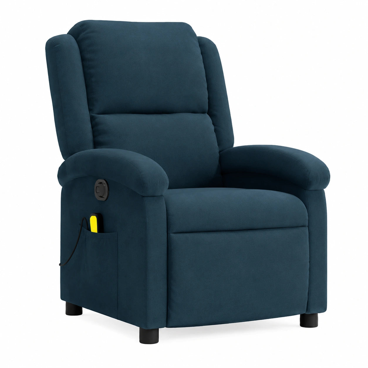 Massagesessel mit sechs Punkten und verstellbarem Samtbezug, Blau, Lehne bis 135 Grad neigbar