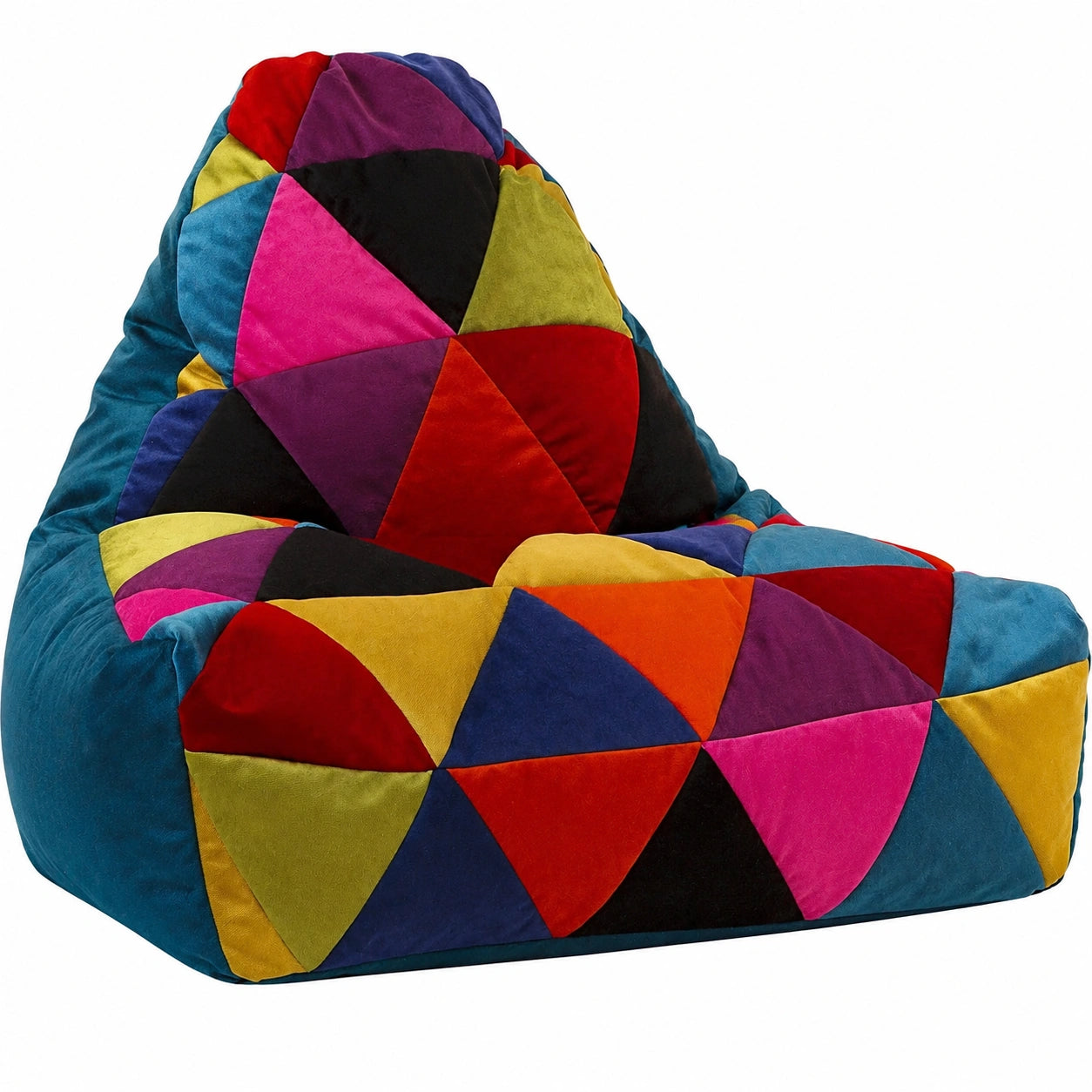 Ecopuf - Keiko Patchwork Sitzsack für draußen - Bequemer Outdoor-Sessel - Strapazierfähiges Material - Größe M, Hellblau