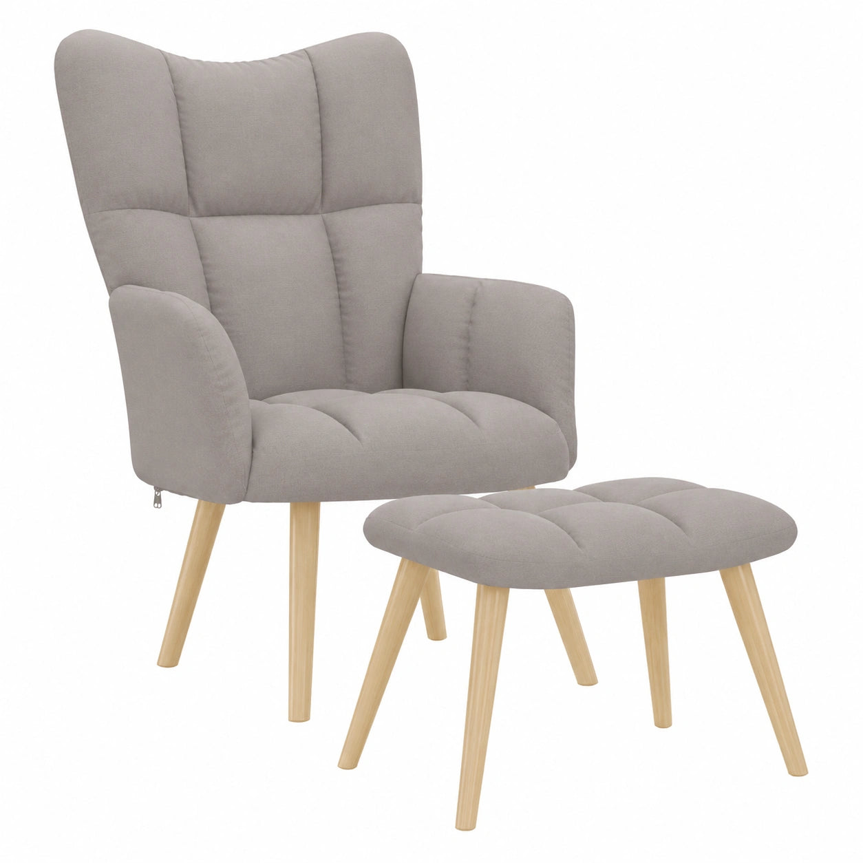 Bequemer Relaxsessel mit Hocker, Taupe, Weicher Stoffpolsterung, Ideal für Wohnzimmer