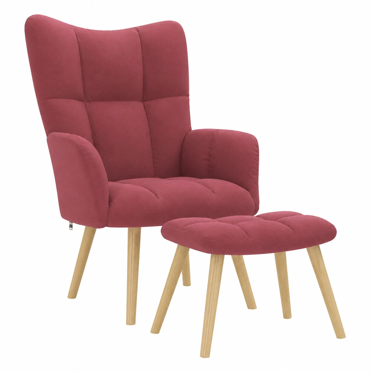 Ergonomischer Relaxsessel mit Hocker, weinrot, aus robustem Polyester, ideal für Wohnzimmer