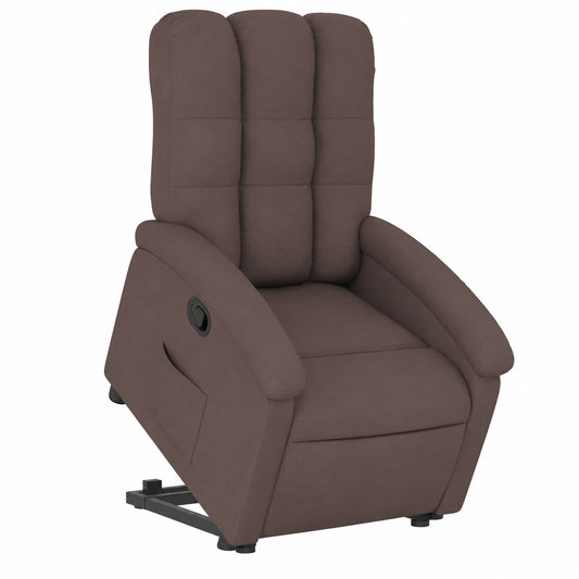 Dunkelbrauner Relaxsessel mit Aufstehhilfe und Liegefunktion, Stoff, inklusive Seitentasche