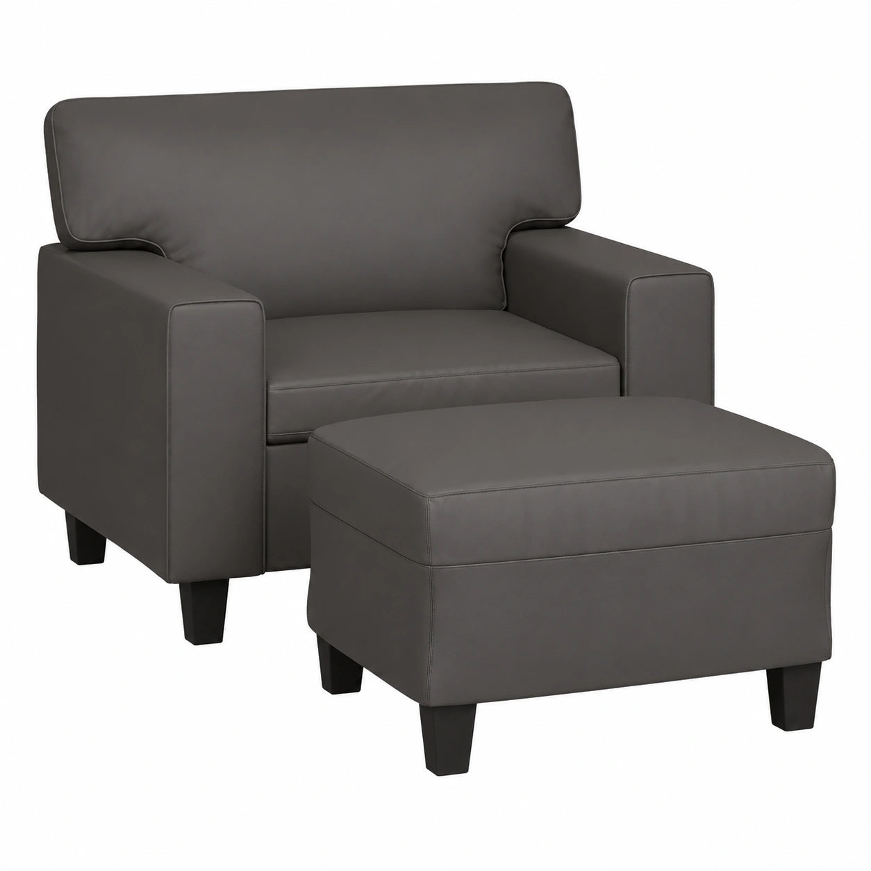 Moderner Kunstleder Relaxsessel mit Hocker, grau, robust und bequem bis 110 kg