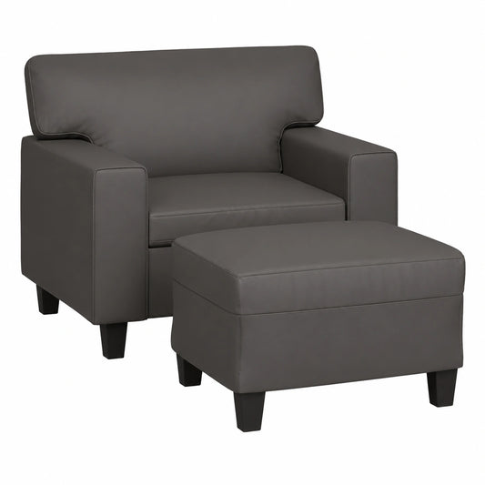 Moderner Kunstleder Relaxsessel mit Hocker, grau, robust und bequem bis 110 kg