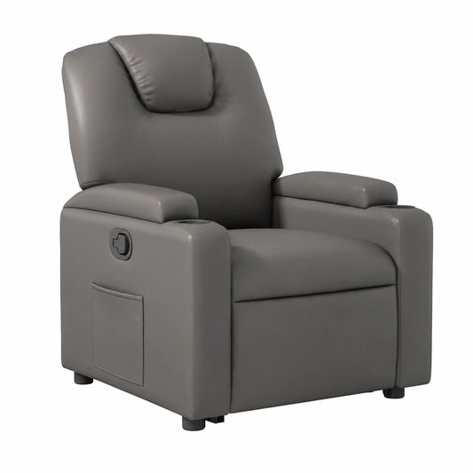 Massagesessel aus Kunstleder mit 6 Vibrationszonen und Liegefunktion, Grau