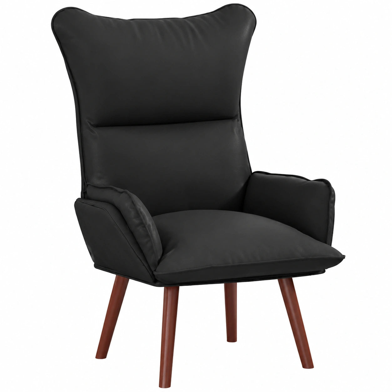 Ergonomischer Schwarzer Loungesessel 69x74x93 cm aus Kunstleder mit Polsterung und Holzbeinen