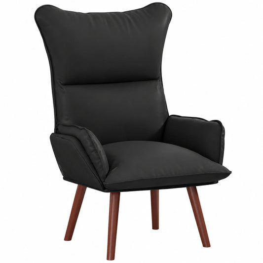 Ergonomischer Schwarzer Loungesessel 69x74x93 cm aus Kunstleder mit Polsterung und Holzbeinen
