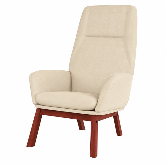 Gemütlicher Relaxsessel in Creme mit Metallrahmen und Holzbeinen für Wohnzimmer, Esszimmer, Restaurant - Set aus 4