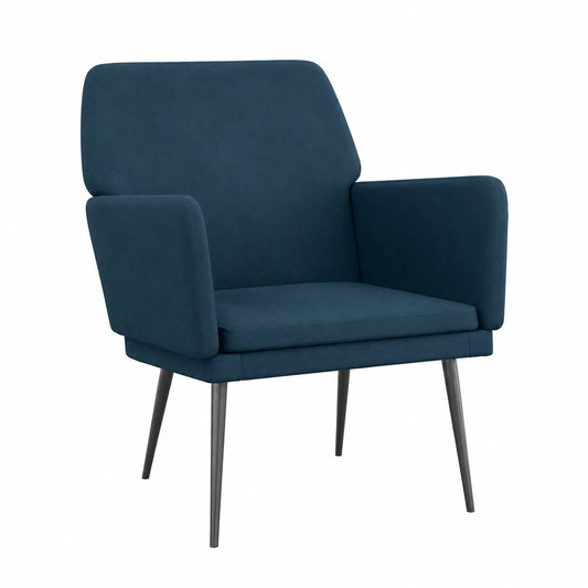Moderner Entspannungssessel aus Samt in Blau mit tiefer Sitzfläche