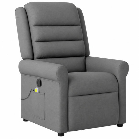 Ergonomischer Massagesessel mit Liegefunktion und 6-Punkt-Massage, Entspannungssessel aus dunkelgrauem Stoff