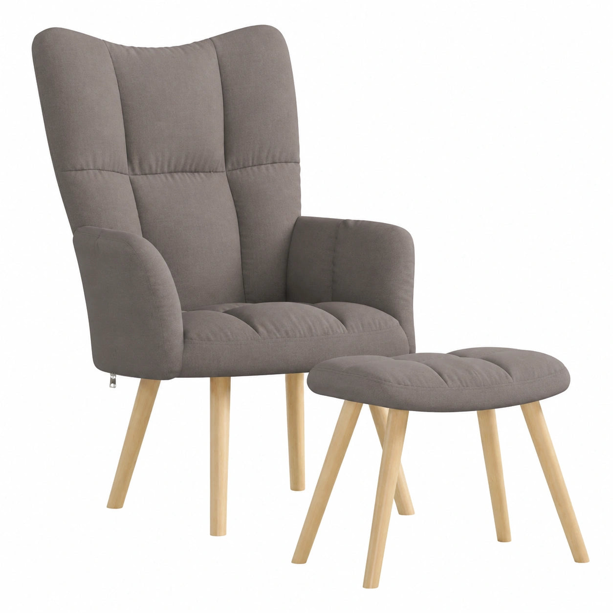 Ergonomischer Relaxsessel mit Hocker in Taupe, Komfortschaum und Stahl-Holzgestell
