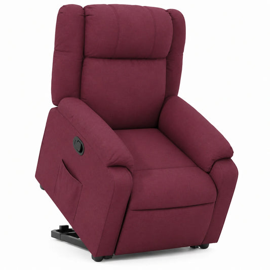 Elektrischer Relaxsessel mit Aufstehhilfe, weinrot, Stoff, ergonomischer Sitz